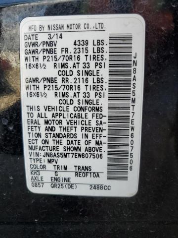 JN8AS5MT7EW607506 Nissan Rogue Select S