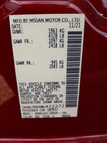 1N4BL4DVXMN422272 Nissan ALTIMA SV