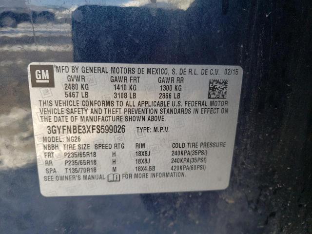 3GYFNBE3XFS599026 Cadillac Srx Luxury Collection