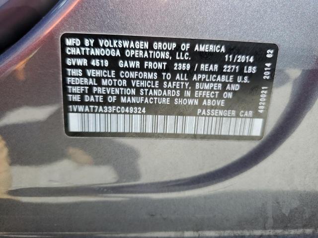 2015 VOLKSWAGEN PASSAT S - 1VWAT7A33FC049324
