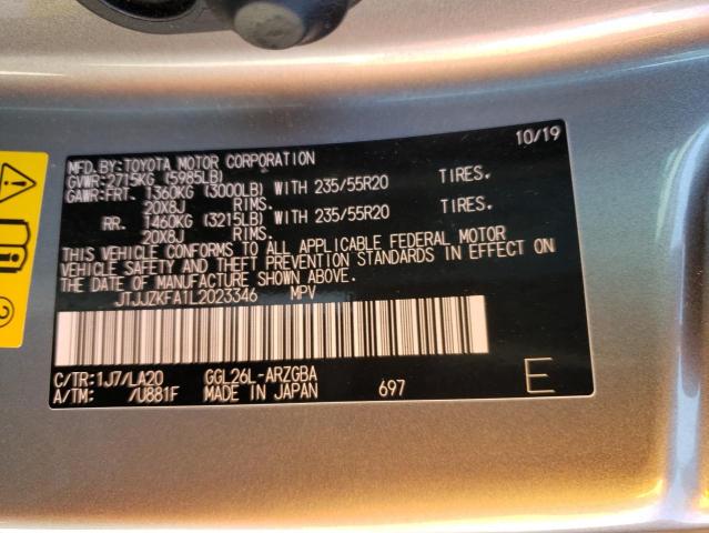 2020 LEXUS RX 350 L L JTJJZKFA1L2023346