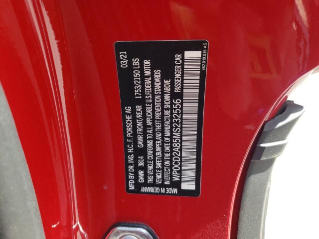 2021 PORSCHE BOXSTER GT WP0CD2A85MS232556