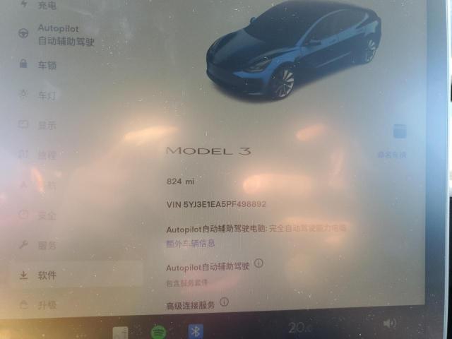 5YJ3E1EA5PF498892 Tesla MODEL 3