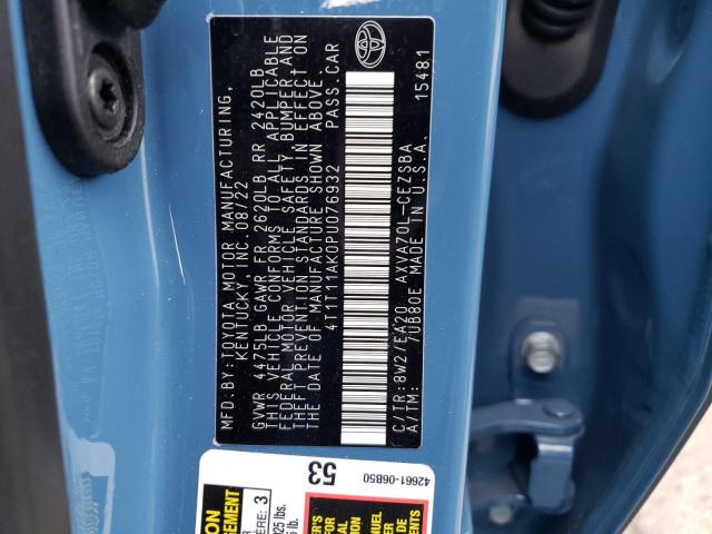 4T1T11AK0PU076932 Toyota Camry Se Night Shade