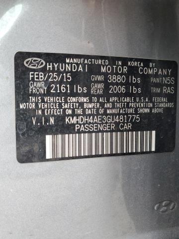 KMHDH4AE3GU481775 Hyundai ELANTRA SE