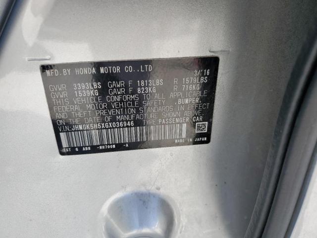 2016 HONDA FIT JHMGK5H5XGX036946