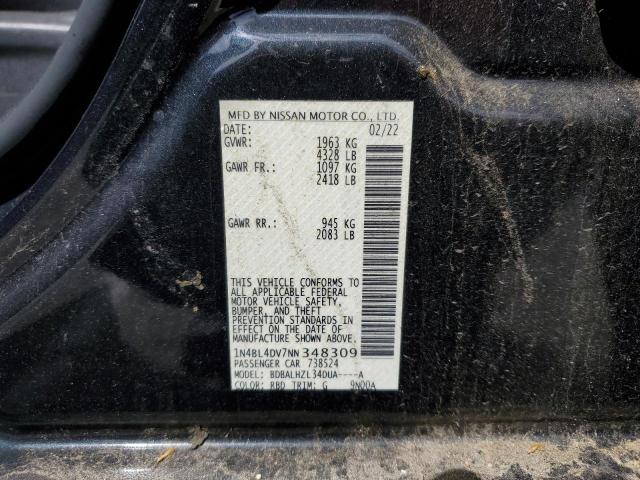 1N4BL4DV7NN348309 Nissan ALTIMA SV