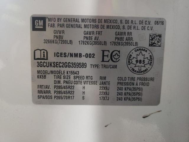 2016 CHEVROLET SILVER1500 - 3GCUKSEC2GG359589