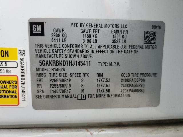 VIN 5GAKRBKD7HJ145411 2017 BUICK ENCLAVE no.13