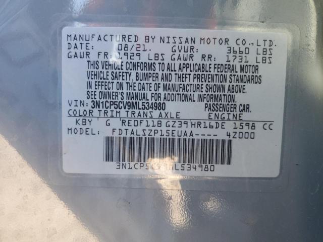 3N1CP5CV9ML534980 Nissan KICKS SV