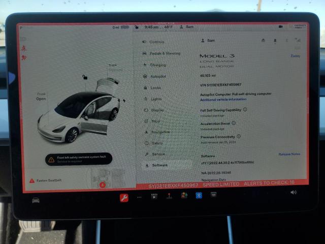 5YJ3E1EBXKF450967 Tesla MODEL 3
