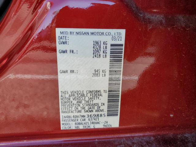 1N4BL4DV7MN369885 Nissan ALTIMA SV