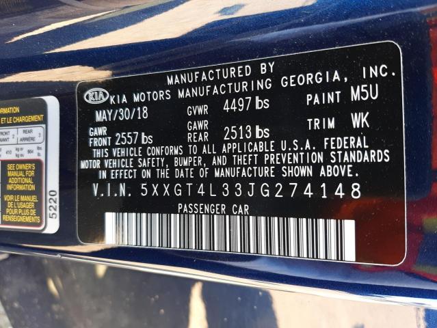 5XXGT4L33JG274148 KIA Optima Lx