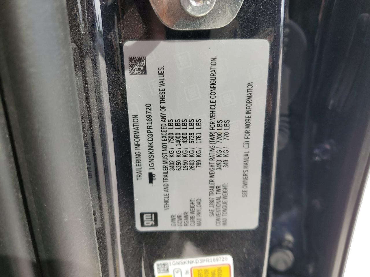 1GNSKNKD3PR169720 CHEVROLET TAHOE 2023