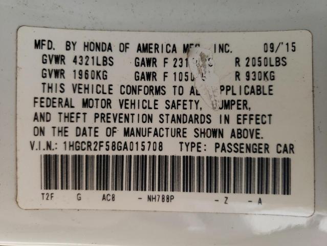 1HGCR2F58GA015708 | 2016 HONDA ACCORD SPO