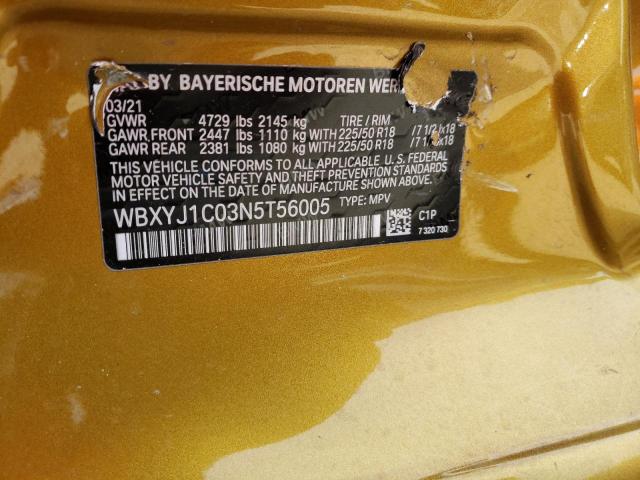 2022 BMW X2 XDRIVE2 - WBXYJ1C03N5T56005