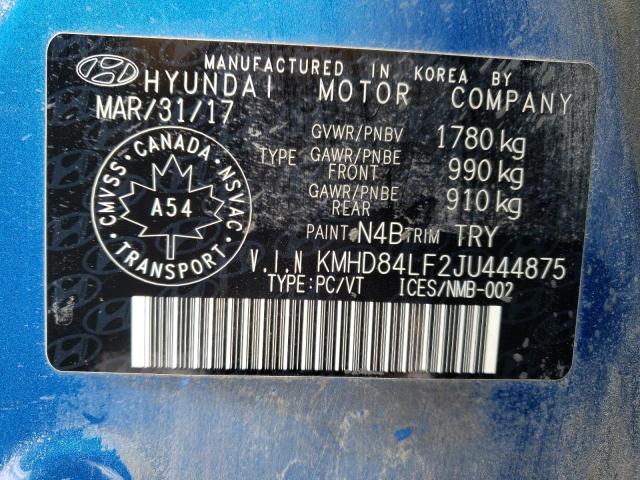 2018 HYUNDAI ELANTRA SE - KMHD84LF2JU444875