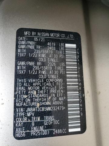 JN8AT3CB5MW232479 Nissan Rogue Sl