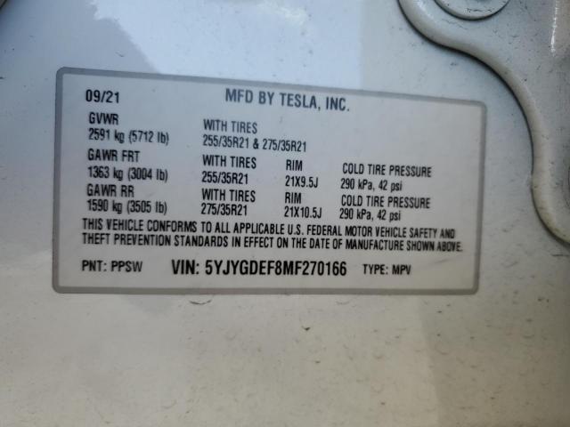 5YJYGDEF8MF270166 Tesla Model Y
