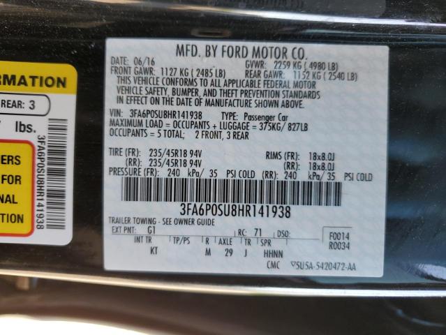 3FA6P0SU8HR141938 Ford Fusion Titanium Phev