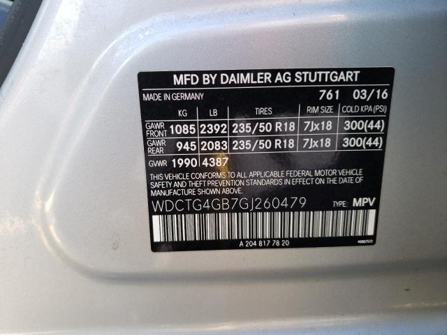 WDCTG4GB7GJ260479 Mercedes-Benz Gla 250 4matic