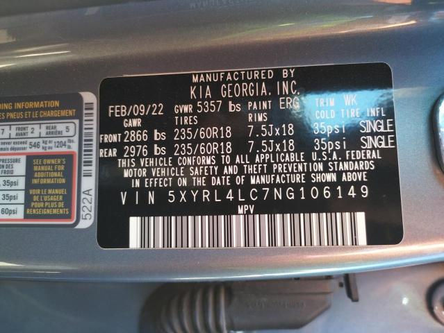 5XYRL4LC7NG106149 KIA SORENTO S