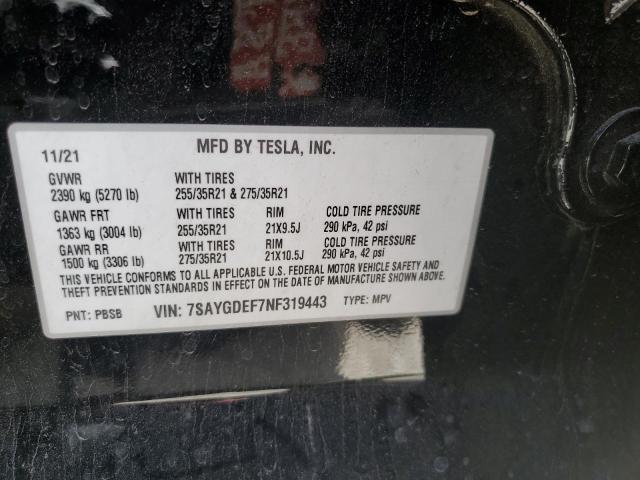 7SAYGDEF7NF319443 Tesla Model Y
