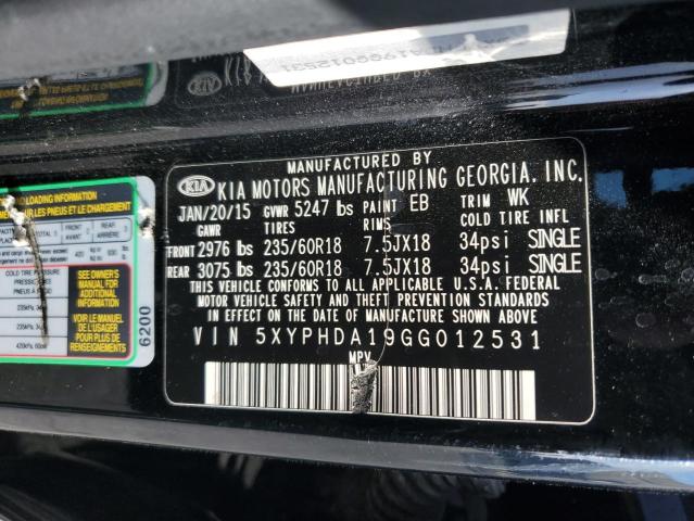 5XYPHDA19GG012531 KIA SORENTO EX