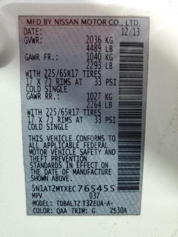 5N1AT2MTXEC765455 Nissan ROGUE S