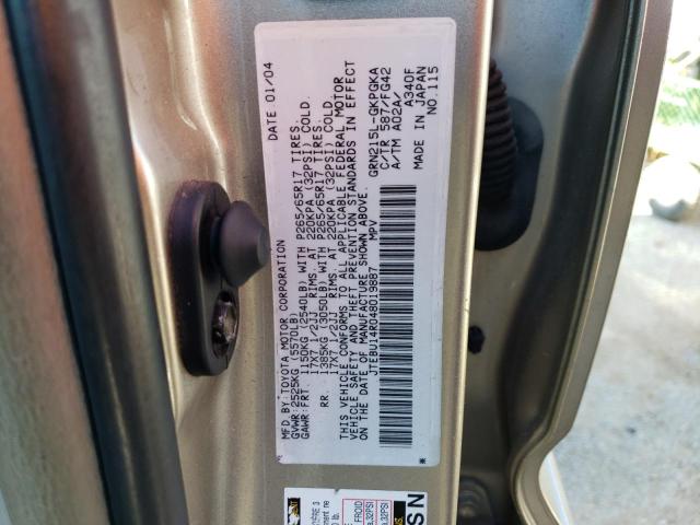 2004 TOYOTA 4RUNNER SR JTEBU14R048019887  46980583