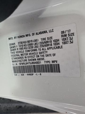 2018 HONDA ODYSSEY 5FNRL6H73JB040031