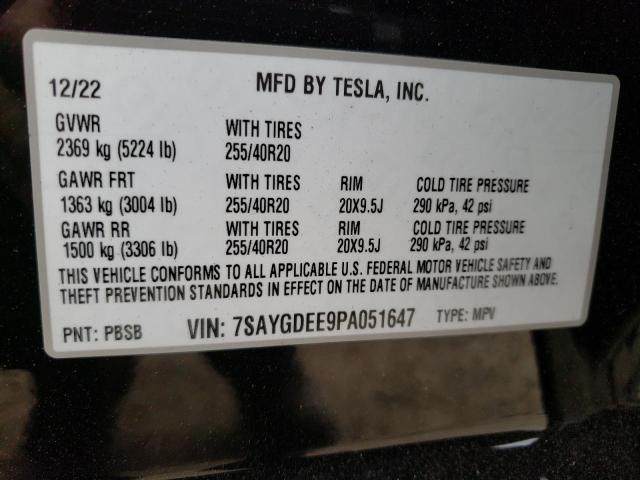 7SAYGDEE9PA051647 Tesla Model Y