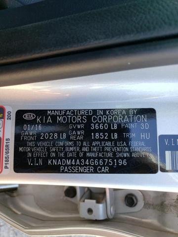 KNADM4A34G6675196 KIA RIO LX