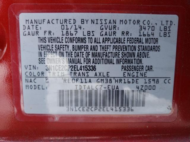 3N1CE2CP2EL415336 Nissan Versa Note S