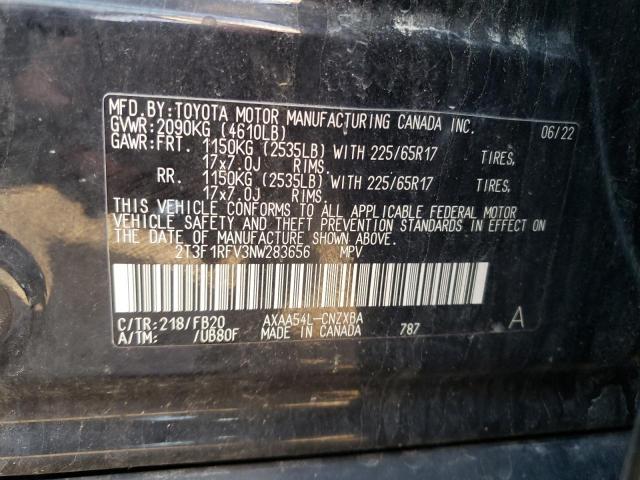 VIN 2T3F1RFV3NW283656 2022 TOYOTA RAV4 no.13