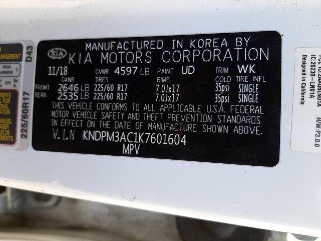 KNDPM3AC1K7601604 KIA Sportage Lx