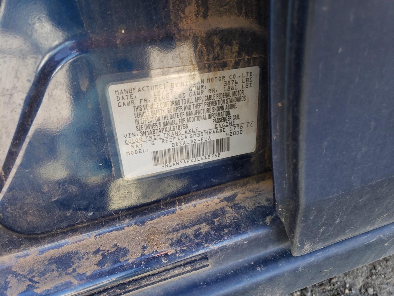 3N1AB7APXJL618758 NISSAN SENTRA 2018
