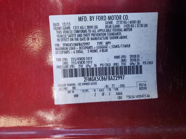 2FMGK5C86FBA22997 Ford FLEX SEL