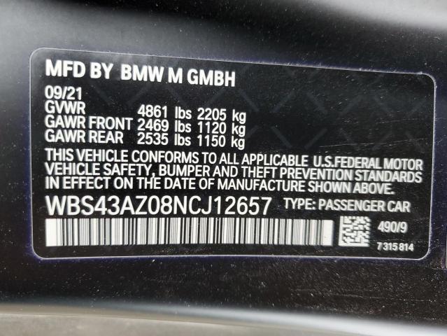 2022 BMW M4 COMPETI - WBS43AZ08NCJ12657