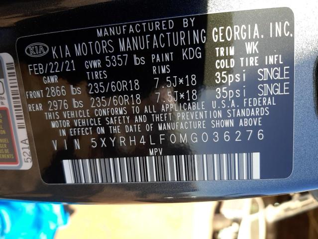 5XYRH4LF0MG036276 KIA SORENTO EX