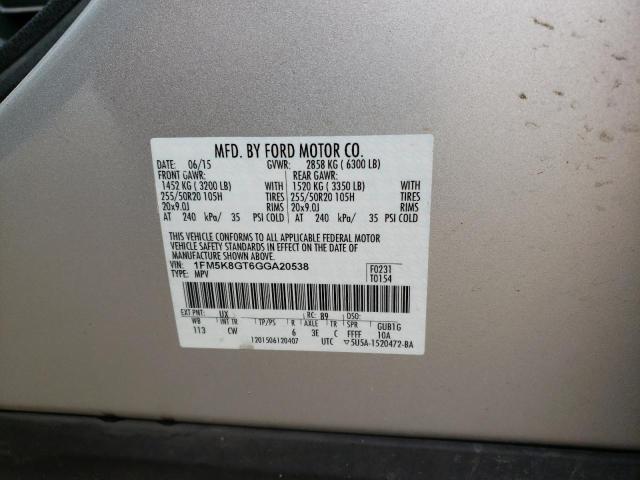 1FM5K8GT6GGA20538 Ford EXPLORER SPORT