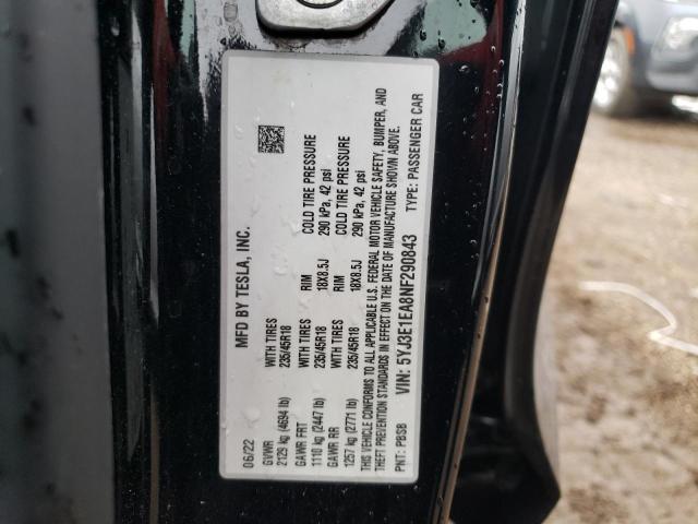 2022 TESLA MODEL 3 - 5YJ3E1EA8NF290843