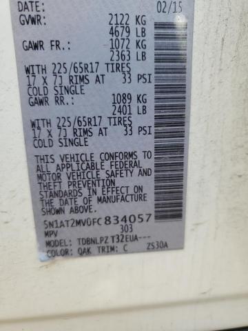 5N1AT2MV0FC834057 Nissan ROGUE S