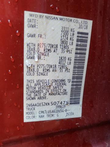 1N6AA1E52KN507478 Nissan TITAN SV