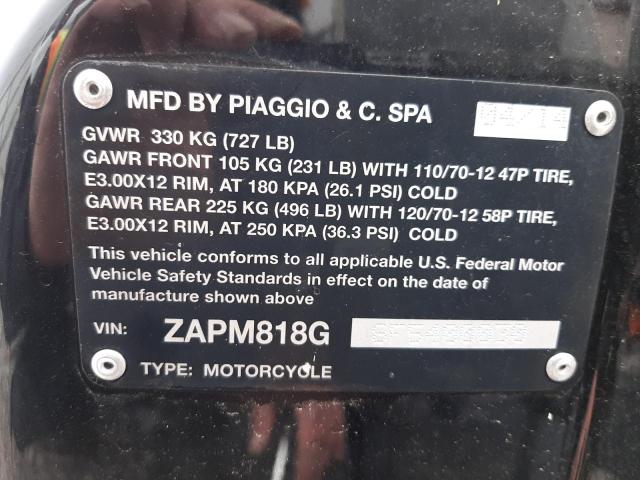 2015 VESPA SPRINT 150 ZAPM818G8F5400030