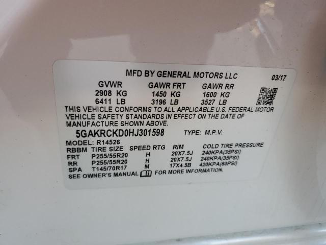 5GAKRCKD0HJ301598 Buick Enclave