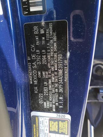 3KPF34AD8ME391793 KIA Forte Gt Line