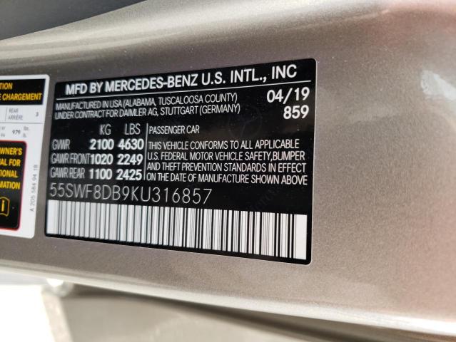 55SWF8DB9KU316857 Mercedes-Benz C 300