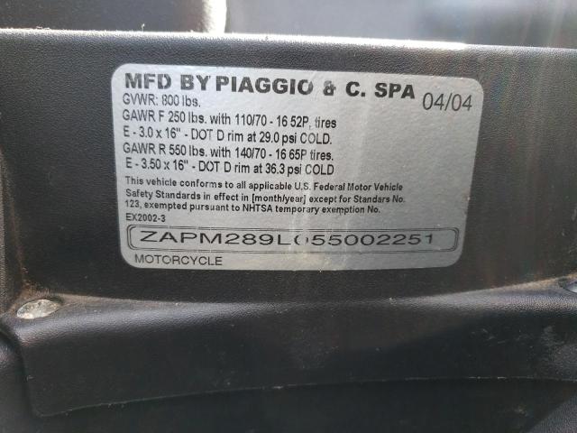 2005 PIAGGIO BV 200 ZAPM289L055002251