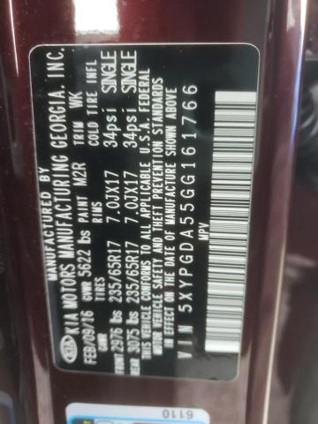 5XYPGDA55GG161766 KIA SORENTO LX
